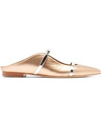 Malone Souliers Maureen Backless Leather Flats - Metallic