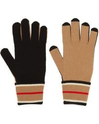 Burberry Icon-stripe Cashmere-blend Gloves - Multicolour
