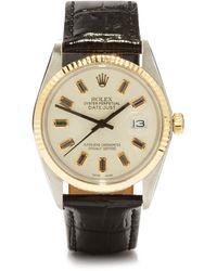 Lizzie Mandler Vintage Rolex Datejust Onyx & 18kt Gold Watch - Black