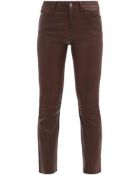 FRAME Jean slim évasé en cuir Crop Mini Boot - Marron