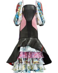 Marine Serre Scuba Suit & Bedsheet Ruffled Gown - Multicolour