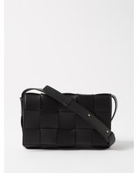 Bottega Veneta Cassette Intrecciato-leather Cross-body Bag - Black