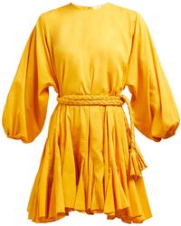 RHODE Ella Tie-waist Cotton-voile Mini Dress - Yellow
