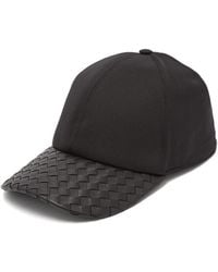 Bottega Veneta Cotton-blend Twill And Intrecciato Leather Baseball Cap - Black