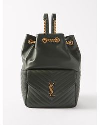 Jamie Ysl-monogram Drawstring Leather Backpack Womens Black MATCHESFASHION Women Accessories Bags Rucksacks 