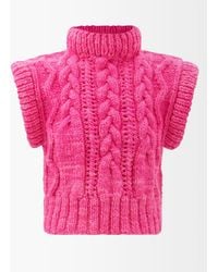 La Fetiche Alma Cable-knit Wool Jumper Vest - Pink