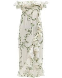 Giambattista Valli Waterfall-flounce Floral Silk-georgette Midi Dress - Multicolour