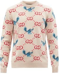 Gucci GG And Animal-intarsia Wool Jumper - Pink