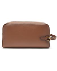 Ralph Lauren Purple Label Darwin Patinated-leather Travel Pouch - Brown