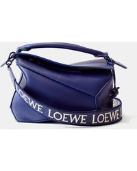 Loewe パズルエッジ スモール レザーバッグ - ブルー