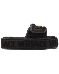 Versace Medusa Logo-jacquard Cotton-terry Slippers - Black