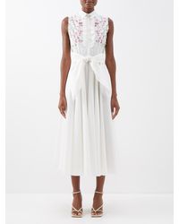 Giambattista Valli Willow-print Ruffled Cotton-poplin Shirt Dress - White