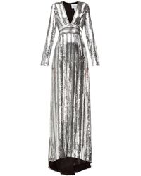 Galvan London Robe longue en mousseline à sequins Stardust - Métallisé