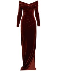 Alexandre Vauthier Off-the-shoulder Sweetheart Velvet Dress - Brown