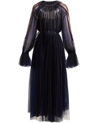 Valentino Bead-embroidered Tulle Gown - Blue