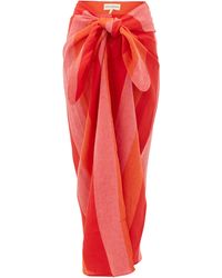 Mara Hoffman Sarong en lin rayé Izzi - Rouge