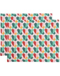 La DoubleJ Set Of Two Farfalle Ring-print Linen Placemats - Multicolor
