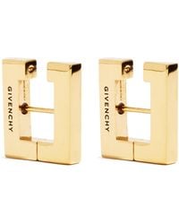 Givenchy G-square Logo-engraved Earrings - Metallic