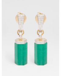 Jade Jagger Diamond, Emerald & 18kt Gold Drop Earrings - Metallic