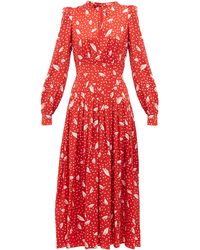 Alessandra Rich Polka-dot Silk Dress - Red