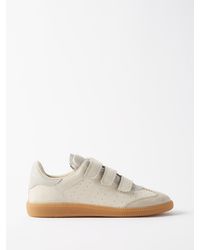 Isabel Marant Beth Velcro-strap Leather And Suede Sneakers - White