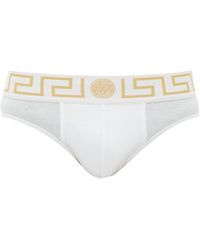 Versace Logo-jacquard Cotton-blend Jersey Briefs - White