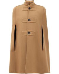Saint Laurent Flared Brushed-wool Cape - Natural