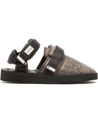 Suicoke Sandales effet serpent à fermeture Velcro - Noir