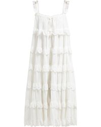 Innika Choo Iva Biigdres Tiered Cotton Midi Dress - White