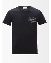 Alexander McQueen Embroidered Skull Cotton T-shirt in Black for 