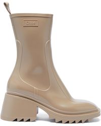 Chloé Betty Block-heel Rubber Boots - Natural