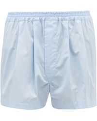 Charvet Pleated Cotton-poplin Boxer Shorts - Blue