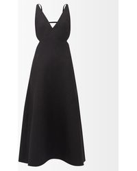 Valentino Cutout-back Wool-blend Crepe Midi Dress - Black