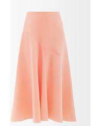 ROKSANDA Adelaide Wool-crepe Midi Skirt - Pink
