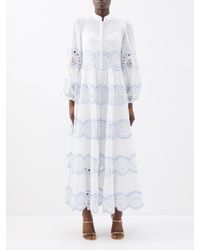 Zimmermann Cira Tiered Broderie-anglaise Cotton Maxi Dress - White