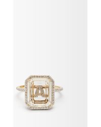 Mateo Initials Diamond, Quartz & 14kt Gold Ring A-i - White