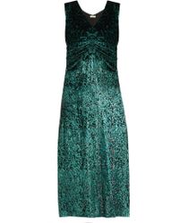 MASSCOB Laurent Ruched Velvet Dress - Green