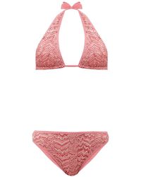 Missoni Zigzag-knitted Mesh Bikini - Pink