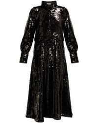 Ganni Sonora Sequinned Midi Dress - Black