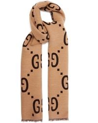 Gucci GG-jacquard Wool-blend Scarf - Brown
