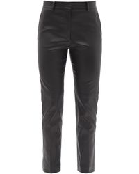 JOSEPH Coleman Leather Straight-leg Trousers - Black