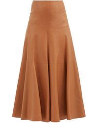 Chloé High-rise Leather A-line Skirt - Natural