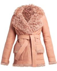 Sies Marjan Rudy Belted Shearling Coat - Pink