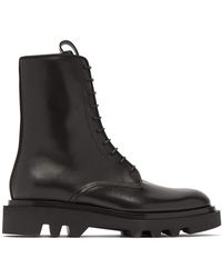 Givenchy Lace-up Leather Military Boots - Black