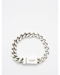 Saint Laurent Logo-engraved Curb-chain Bracelet - Multicolour