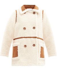 Stand Studio Chloe Faux-shearling Double-breasted Pea Coat - White