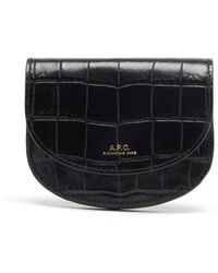 A.P.C. Genève Croc-embossed Leather Wallet - Black