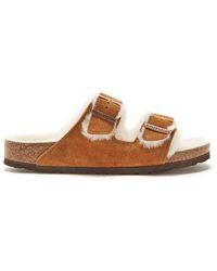 Birkenstock Suede Arizona Shearling Nude/nude Shearling 36 N in Natural |  Lyst