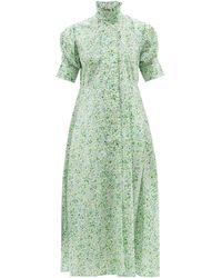 Thierry Colson Venetia Floral Cotton-poplin Shirt Dress - Green
