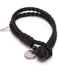 Bottega Veneta Double-wrap Leather Bracelet - Black